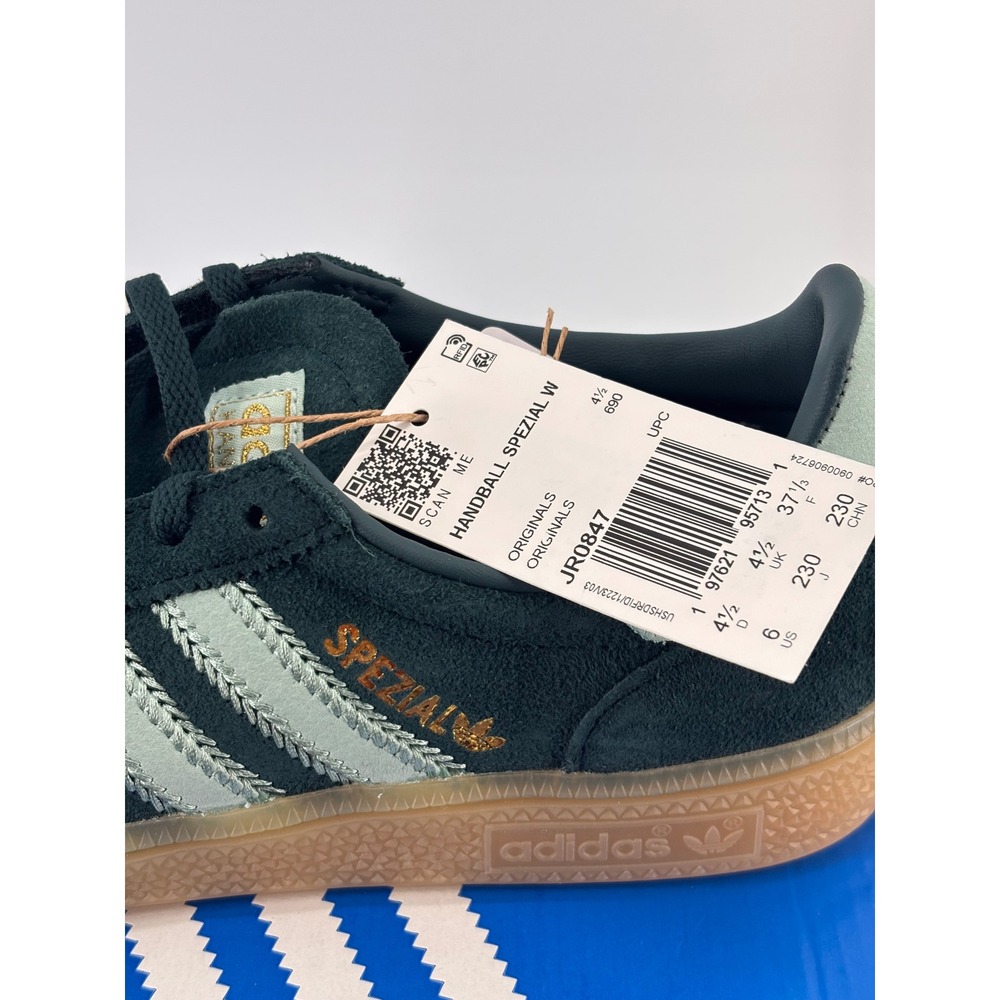 Adidas Handball Spezial W Womens 6 Green Ash Gum JR0847 New Suede Retro Sneakers - Picture 2 of 8